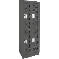 Clean Line Lockers, 2 -tier, Bank of 2, 24" x 15" x 82", Steel, Charcoal, Rivet (Assembled), Perforated Advanced Consulting and Training Ltd.