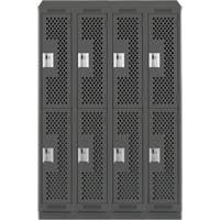 Clean Line Lockers, 2 -tier, Bank of 4, 48" x 15" x 82", Steel, Charcoal, Rivet (Assembled), Perforated Advanced Consulting and Training Ltd.
