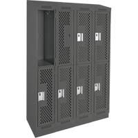 Clean Line Lockers, 2 -tier, Bank of 4, 48" x 15" x 82", Steel, Charcoal, Rivet (Assembled), Perforated Advanced Consulting and Training Ltd.