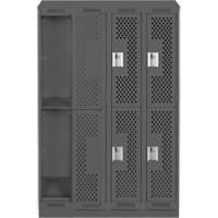 Clean Line Lockers, 2 -tier, Bank of 4, 48" x 15" x 82", Steel, Charcoal, Rivet (Assembled), Perforated Advanced Consulting and Training Ltd.