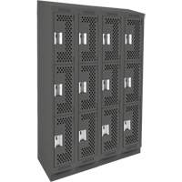 Clean Line Lockers, 3 -tier, Bank of 4, 48" x 12" x 82", Steel, Charcoal, Rivet (Assembled), Perforated Advanced Consulting and Training Ltd.