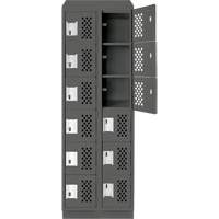 Clean-Line Perforated Lockerette, 6 -tier, Bank of 2, 15" x 72" x 12", Steel Advanced Consulting and Training Ltd.