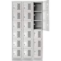 Assembled Lockerettes Clean Line Perforated Economy Lockers, 6 -tier, Bank of 3, 18" x 72" x 12", Steel Advanced Consulting and Training Ltd.