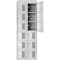 Assembled Lockerettes Clean Line Perforated Economy Lockers, 6 -tier, Bank of 2, 18" x 72" x 12", Steel Advanced Consulting and Training Ltd.