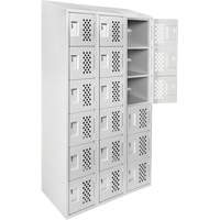 Assembled Lockerettes Clean Line Perforated Economy Lockers, 6 -tier, Bank of 3, 18" x 72" x 12", Steel Advanced Consulting and Training Ltd.