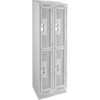 Clean Line Lockers, 2 -tier, Bank of 2, 24" x 15" x 82", Steel, Grey, Rivet (Assembled), Perforated Advanced Consulting and Training Ltd.