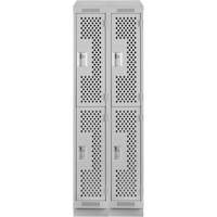 Clean Line Lockers, 2 -tier, Bank of 2, 24" x 15" x 82", Steel, Grey, Rivet (Assembled), Perforated Advanced Consulting and Training Ltd.