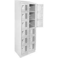 Clean-Line Perforated Lockerette, 6 -tier, Bank of 2, 15" x 72" x 12", Steel Advanced Consulting and Training Ltd.
