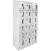 Clean-Line Perforated Lockerette, 6 -tier, Bank of 3, 15" x 72" x 12", Steel Advanced Consulting and Training Ltd.