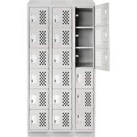Clean-Line Perforated Lockerette, 6 -tier, Bank of 3, 15" x 72" x 12", Steel Advanced Consulting and Training Ltd.