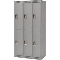 Lockers, 2 -tier, Bank of 3, 36" x 18" x 72", Steel, Grey, Knocked Down Advanced Consulting and Training Ltd.