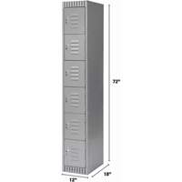 Lockers, 6 -tier, 12" x 18" x 72", Steel, Grey, Knocked Down Advanced Consulting and Training Ltd.