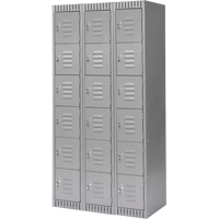 Lockers, 6 -tier, Bank of 3, 36" x 18" x 72", Steel, Grey, Knocked Down Advanced Consulting and Training Ltd.