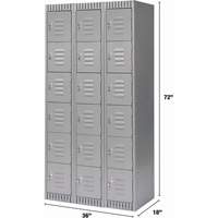 Lockers, 6 -tier, Bank of 3, 36" x 18" x 72", Steel, Grey, Knocked Down Advanced Consulting and Training Ltd.