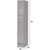 Lockers, 6 -tier, 12" x 18" x 76", Steel, Grey, Knocked Down Advanced Consulting and Training Ltd.
