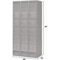 Lockers, 6 -tier, Bank of 3, 36" x 18" x 76", Steel, Grey, Knocked Down Advanced Consulting and Training Ltd.