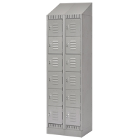 Lockers, 6 -tier, Bank of 2, 24" x 18" x 86", Steel, Grey, Knocked Down Advanced Consulting and Training Ltd.