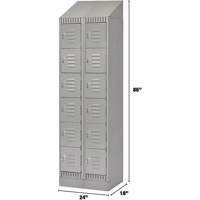 Lockers, 6 -tier, Bank of 2, 24" x 18" x 86", Steel, Grey, Knocked Down Advanced Consulting and Training Ltd.