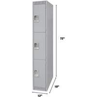 Lockers, 3 -tier, 12" x 18" x 72", Steel, Grey, Knocked Down Advanced Consulting and Training Ltd.