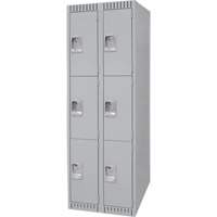 Lockers, 3 -tier, Bank of 2, 24" x 18" x 72", Steel, Grey, Knocked Down Advanced Consulting and Training Ltd.