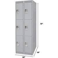Lockers, 3 -tier, Bank of 2, 24" x 18" x 72", Steel, Grey, Knocked Down Advanced Consulting and Training Ltd.