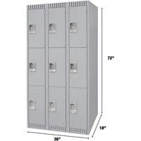 Casiers, 3 niveaux, Bloc de 3, 36" x 18" x 72", Acier, Gris, D&eacute;mont&eacute; Advanced Consulting and Training Ltd.