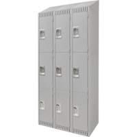 Lockers, 3 -tier, Bank of 3, 36" x 18" x 82", Steel, Grey, Knocked Down Advanced Consulting and Training Ltd.