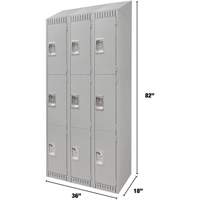 Lockers, 3 -tier, Bank of 3, 36" x 18" x 82", Steel, Grey, Knocked Down Advanced Consulting and Training Ltd.