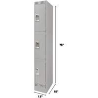 Lockers, 3 -tier, 12" x 18" x 76", Steel, Grey, Knocked Down Advanced Consulting and Training Ltd.