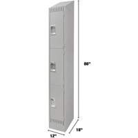 Lockers, 3 -tier, 12" x 18" x 86", Steel, Grey, Knocked Down Advanced Consulting and Training Ltd.