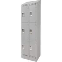 Lockers, 3 -tier, Bank of 2, 24" x 18" x 86", Steel, Grey, Knocked Down Advanced Consulting and Training Ltd.