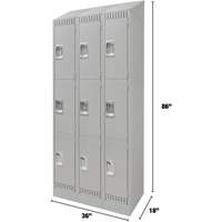 Lockers, 3 -tier, Bank of 3, 36" x 18" x 86", Steel, Grey, Knocked Down Advanced Consulting and Training Ltd.
