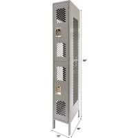 Vented Lockers, 2 -tier, 12" x 18" x 78", Steel, Grey, Knocked Down, Perforated Advanced Consulting and Training Ltd.