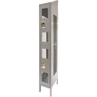 Vented Lockers, 2 -tier, 12" x 18" x 88", Steel, Grey, Knocked Down, Perforated Advanced Consulting and Training Ltd.