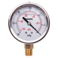 Manom&egrave;tres,  2-1/2", 30" Hg-0" Vac, Fixation inf&eacute;rieure, Analogique rempli de liquide Advanced Consulting and Training Ltd.