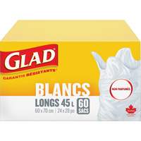 Tall 45L Unscented Garbage Bags, Regular, 24" W x 28" L, White Advanced Consulting and Training Ltd.