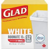 X-Small 15L Roommate Febreze Garbage Bags, Regular, 17" W x 20" L, White Advanced Consulting and Training Ltd.