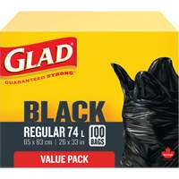 74L Garbage Bags, Regular, 26" W x 33" L, Black Advanced Consulting and Training Ltd.