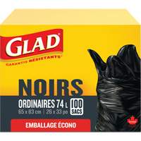 74L Garbage Bags, Regular, 26" W x 33" L, Black Advanced Consulting and Training Ltd.