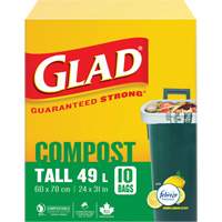 Tall Compostable Bags, Regular, 31" L x 24" W, Brown, 49 L (13 Gal.) Capacity Advanced Consulting and Training Ltd.