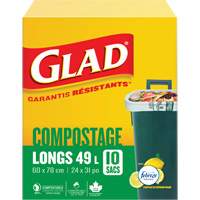 Tall Compostable Bags, Regular, 31" L x 24" W, Brown, 49 L (13 Gal.) Capacity Advanced Consulting and Training Ltd.
