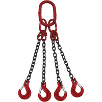 Chain Sling, Grade 100 Chain, Quadruple Legs, Oblong & Slip Hooks, 5/16" x 10' Advanced Consulting and Training Ltd.