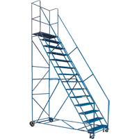 CSA-Certified Rolling Step Ladder with Locking Step, 14 Steps, 30" Step Width, 128" Platform Height, Steel Advanced Consulting and Training Ltd.