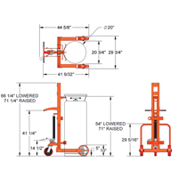 Hydraulic Large Liquid Gas Cylinder Cart HLCC, Polyurethane Wheels, 20" W x 20" D Base, 1000 lbs. Advanced Consulting and Training Ltd.