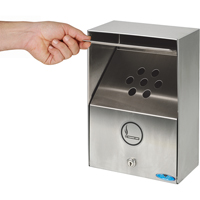 Smoking Receptacles, Wall-Mount, Stainless Steel, 3.3 Litres Capacity, 13-1/2" Height Advanced Consulting and Training Ltd.