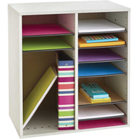 Adjustable Compartment Literature Organizer, Stationary, 16 Slots, Wood, 19-1/2" W x 11-3/4" D x 21" H Advanced Consulting and Training Ltd.