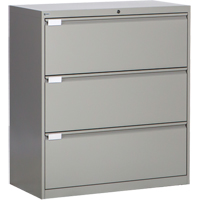 Lateral Filing Cabinet, Steel, 3 Drawers, 36" W x 18" D x 40-1/16" H, Grey Advanced Consulting and Training Ltd.