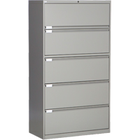 Lateral Filing Cabinet, Steel, 5 Drawers, 36" W x 18" D x 65-1/2" H, Grey Advanced Consulting and Training Ltd.