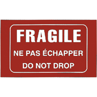 "Fragile" Bilingual Special Handling Labels, 5" L x 3" W, White on Red Advanced Consulting and Training Ltd.
