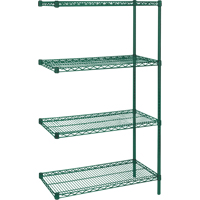Heavy-Duty Green Epoxy Finish Wire Shelving, Add-On Kit, 4 Tiers, 36" W x 63" H x 24" D Advanced Consulting and Training Ltd.